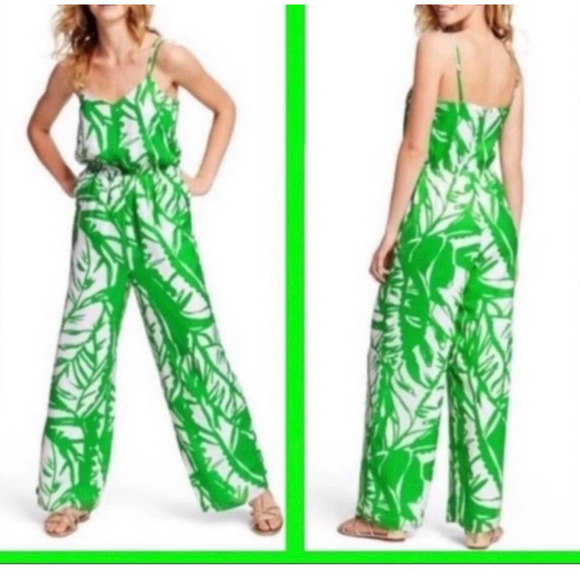 Lilly Pulitzer Women Size XS Boom Boom Green White Jumpsuit - Picture 3 of 7